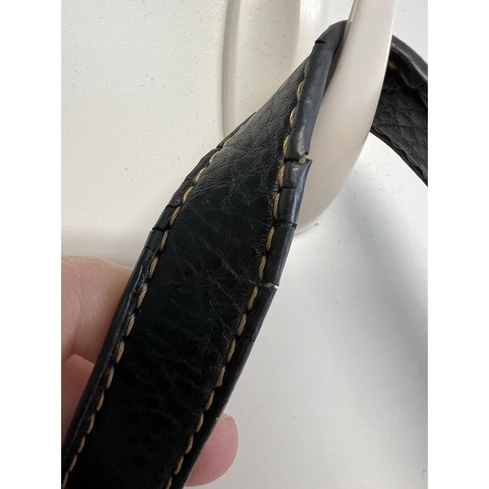 Aigner Black Logo Canvas Leather Trim Strap Shoulder Handbag Retro‎ Classic